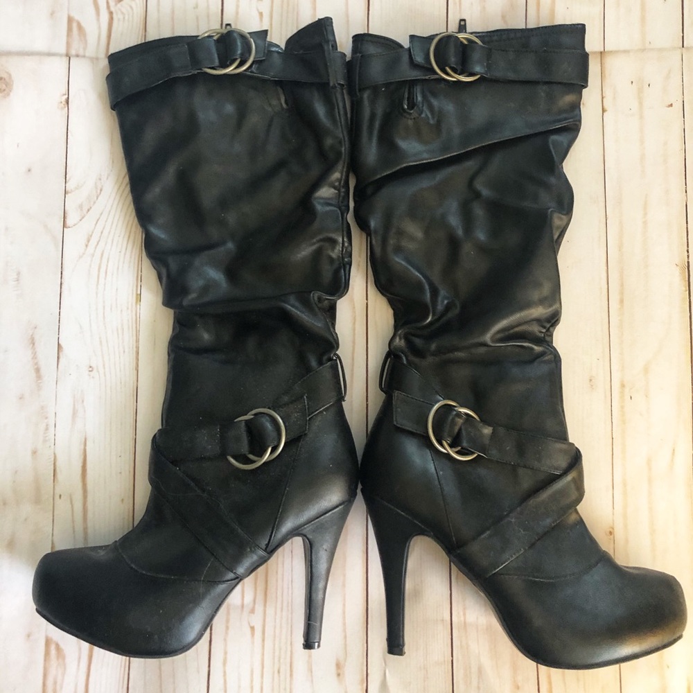 Black high heel boots